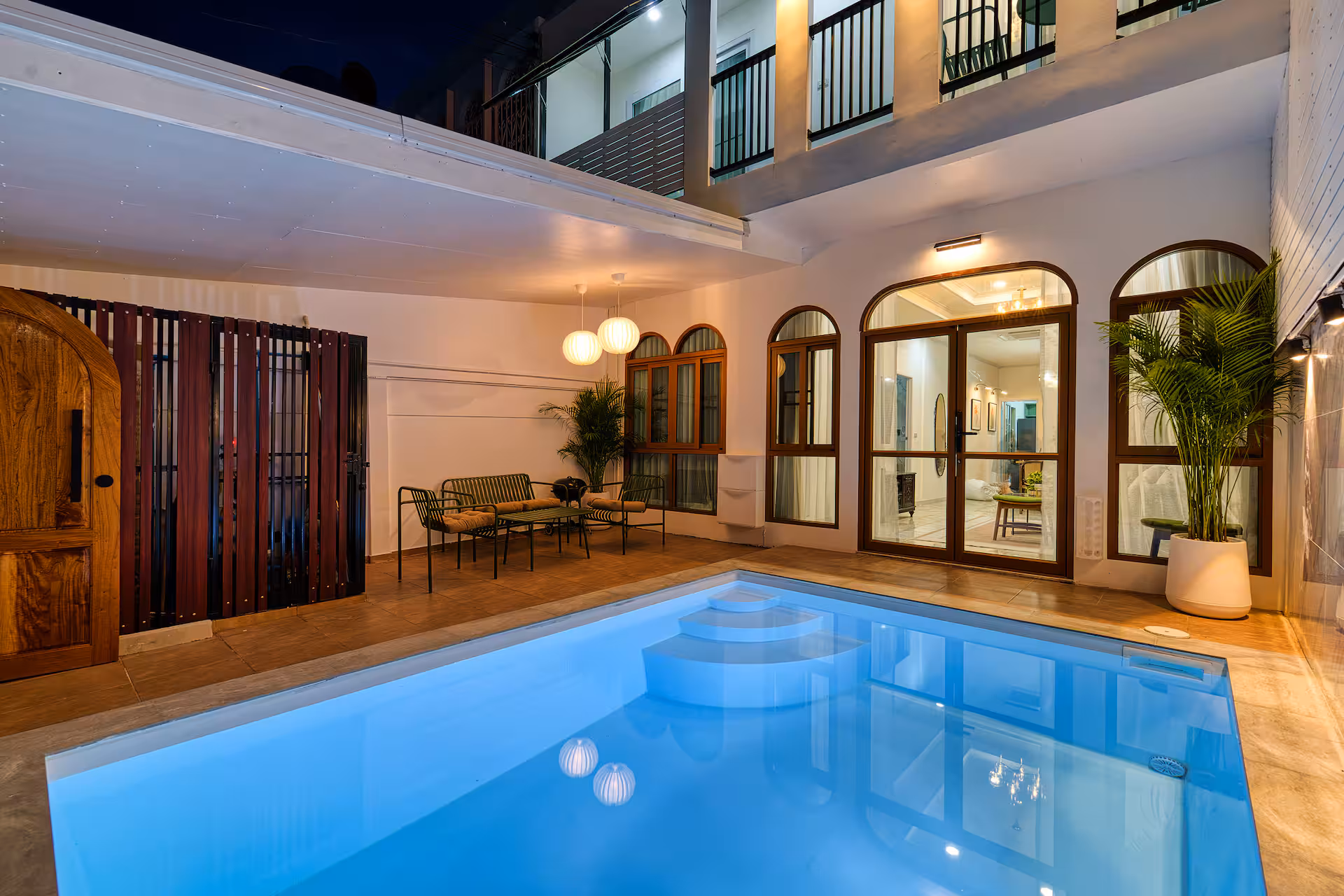 The private pool at the house, late afternoon.